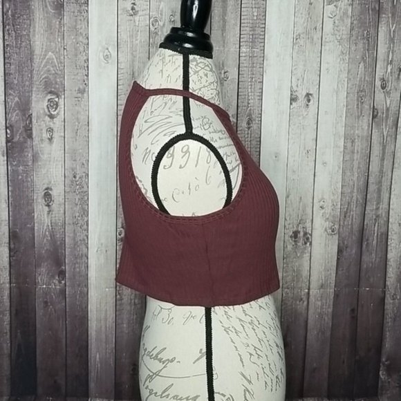 BP mahogany High Neck Ribbed Cropped Tank Top - Picture 2 of 5